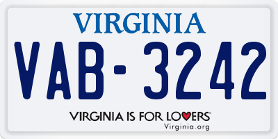 VA license plate VAB3242