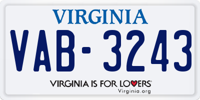 VA license plate VAB3243