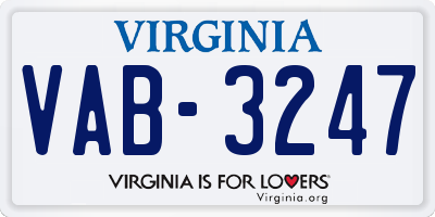 VA license plate VAB3247