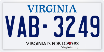 VA license plate VAB3249