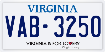 VA license plate VAB3250