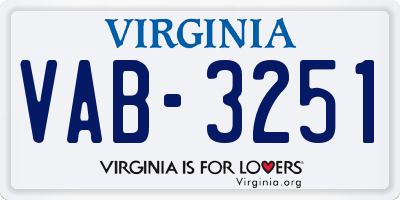 VA license plate VAB3251