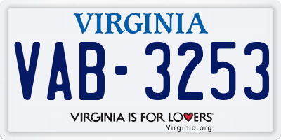 VA license plate VAB3253