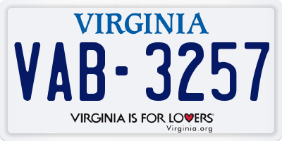 VA license plate VAB3257