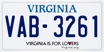 VA license plate VAB3261