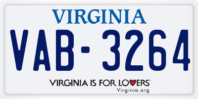 VA license plate VAB3264