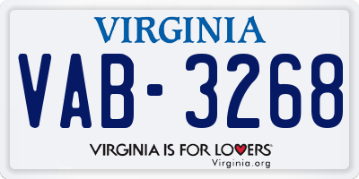 VA license plate VAB3268