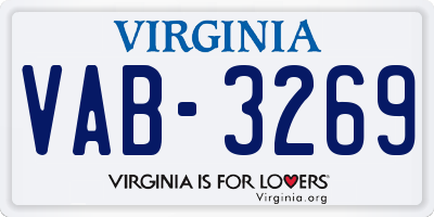 VA license plate VAB3269