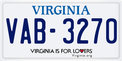 VA license plate VAB3270