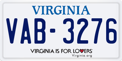 VA license plate VAB3276