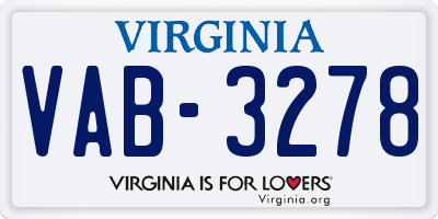 VA license plate VAB3278