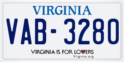 VA license plate VAB3280