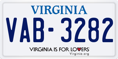 VA license plate VAB3282