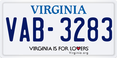 VA license plate VAB3283