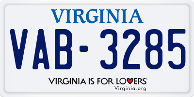 VA license plate VAB3285