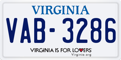 VA license plate VAB3286