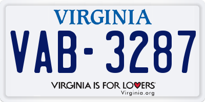 VA license plate VAB3287