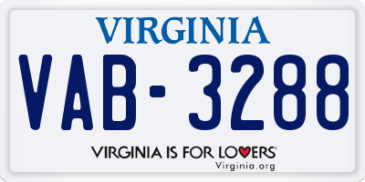 VA license plate VAB3288