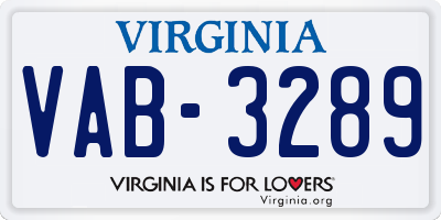 VA license plate VAB3289