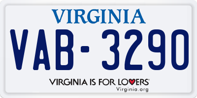 VA license plate VAB3290