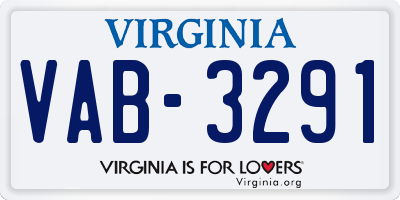 VA license plate VAB3291