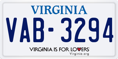 VA license plate VAB3294