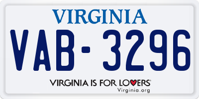 VA license plate VAB3296