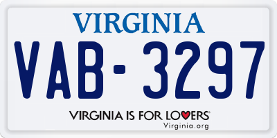 VA license plate VAB3297