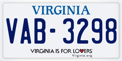 VA license plate VAB3298