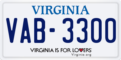 VA license plate VAB3300