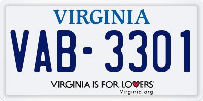 VA license plate VAB3301