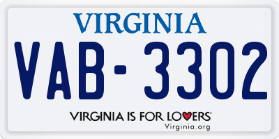 VA license plate VAB3302