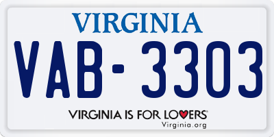 VA license plate VAB3303