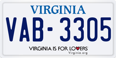 VA license plate VAB3305