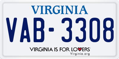 VA license plate VAB3308