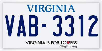 VA license plate VAB3312