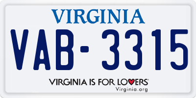 VA license plate VAB3315