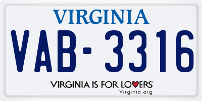 VA license plate VAB3316