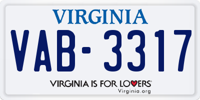 VA license plate VAB3317