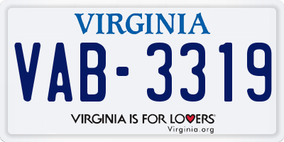 VA license plate VAB3319