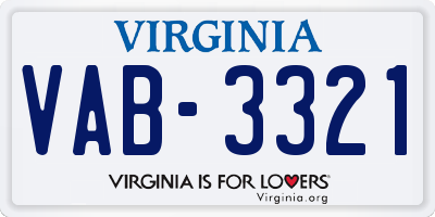 VA license plate VAB3321