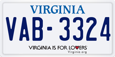 VA license plate VAB3324