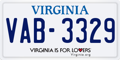 VA license plate VAB3329