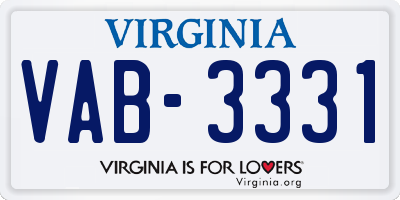 VA license plate VAB3331