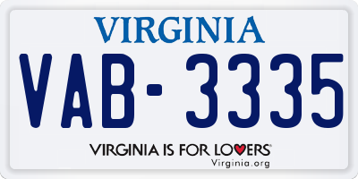 VA license plate VAB3335