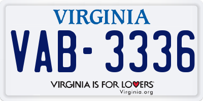 VA license plate VAB3336