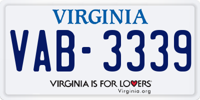 VA license plate VAB3339