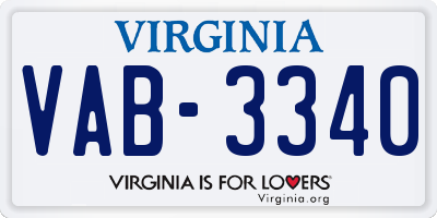 VA license plate VAB3340