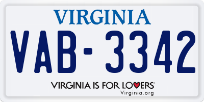 VA license plate VAB3342