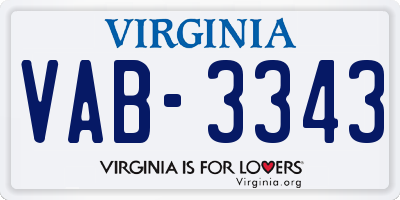 VA license plate VAB3343